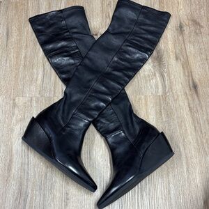 Elegant Black Over the Knee Wedge Boots